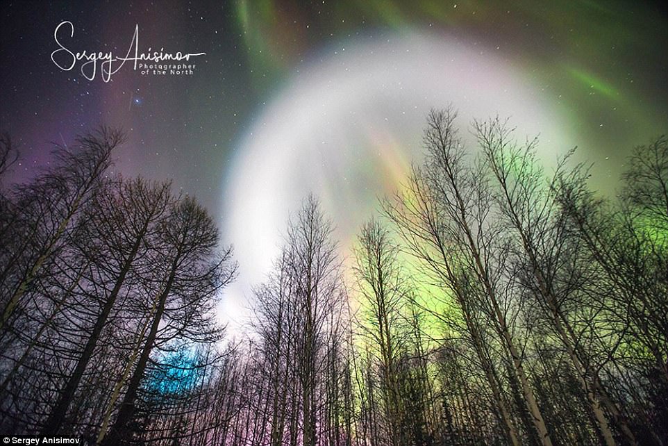 The extraordinary scenes were captured by leading Siberian photographer Sergey Anisimov in the town of Salekhard which straddles the Arctic Circle